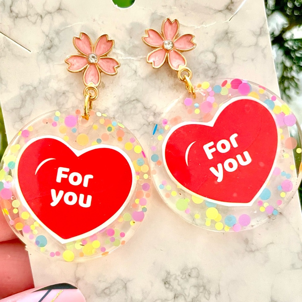Heart Acrylic Handmade Earrings